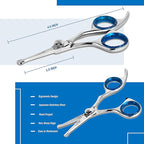 Laazar Straight Dog Grooming Scissors - Comfortable Around The Eyes Cat & Dog Scissors | Blunt Dog Trimming Scissors| Premium Stainless Steel | Grooming Scissors For Dogs - Dog Hair Scissors