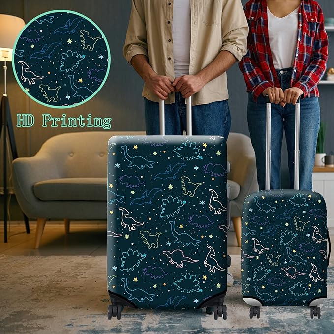 Luggage Cover Suitcase Protector Plus 1 Tag, Dinosaurs Space Travel Suitcase - Image 6