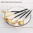 Matte Black Gold Silverware Set, 40-Piece Stainless Steel Flatware Set - Image 3