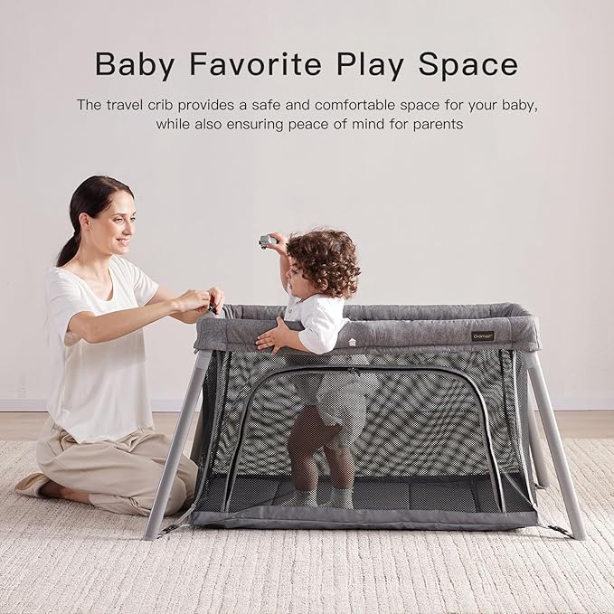 2 in 1 Portable Travel Crib for Toddler, Foldable Crib for Baby, Lightweight - Image 6