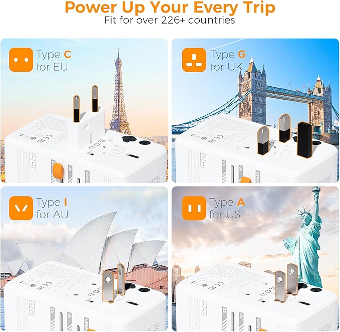 TESSAN Universal Travel Adapter 140W GaN, International Plug Adaptor - Image 3