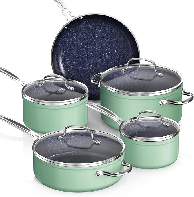 Nuwave Healthy Duralon Blue Ceramic Nonstick Coated 9pc Cookware Set, by NuWave