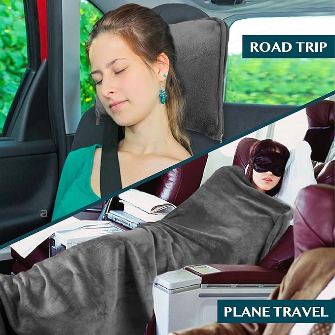 PAVILIA Travel Blanket Pillow, Soft Airplane Blanket 2-in-1 Combo Set, Plane - Image 5