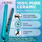 IKONIC 1.25” Floating Plates, 100% Pure Ceramic Hair Straightener & Flat Iron – Fast Heating, Anti-Static, Infrared Technology – Frizz-Free, Sleek Hair Styling Tool for Women & Professionals
