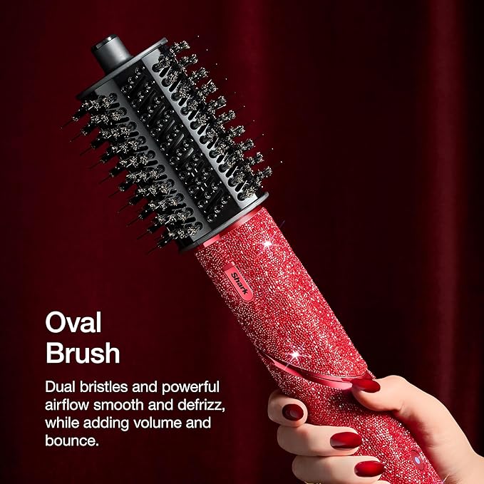 Shark FlexStyle Air Styling & Drying System | Powerful Hair Dryer & Multi-Styler | with Auto-Wrap Curlers, Diffuser, Oval & Paddle Brush, Concentrator Attachment | Red Sparkle | HD442JR
