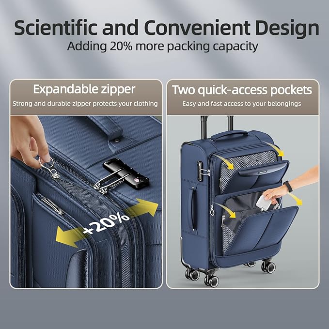 SHOWKOO Luggage Sets 3 Piece Softside Expandable Lightweight Durable Suitcase - Image 4