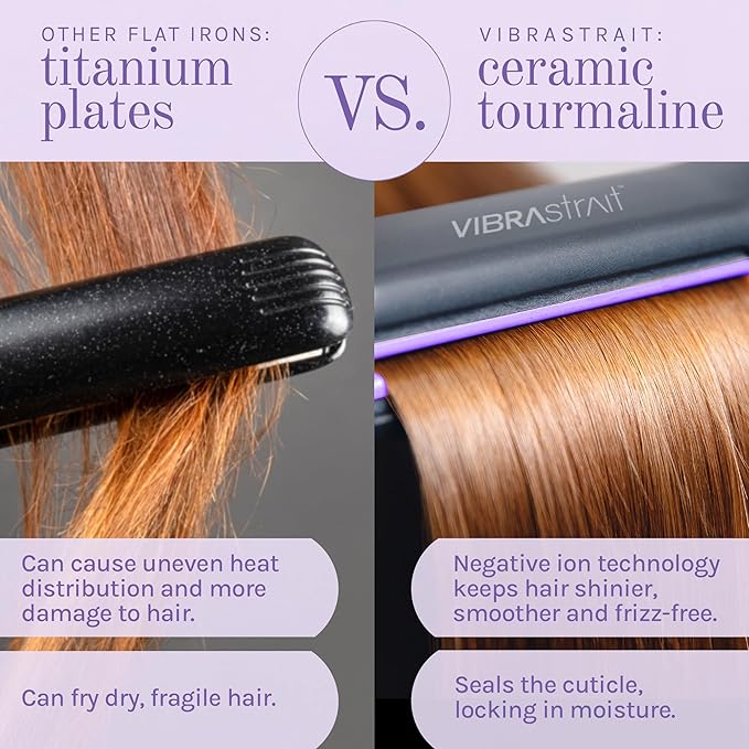 Essential Vibrating Ceramic Tourmaline Ionic Flat Iron, 1.5-inch - Fast, Frizz-Free Ceramic Hair Straightener with Easy, Gentle Glide for Waves, Curls, Smooth Hair