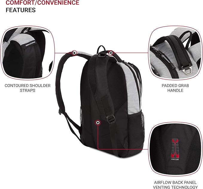SwissGear Cecil 5505 Laptop Backpack, Heather Grey - Image 2