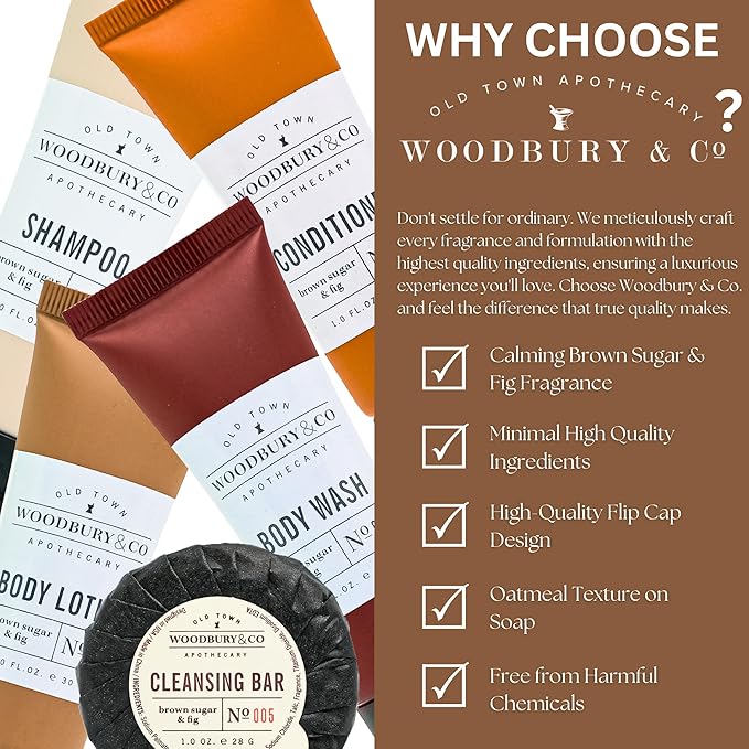WOODBURY & CO Travel Size Shampoo and Conditioner Supplies - Image 3