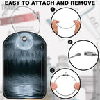 2 PCS Leather Luggage Tag for Suitcase Forest Moonlight Reflection in Water - Image 4