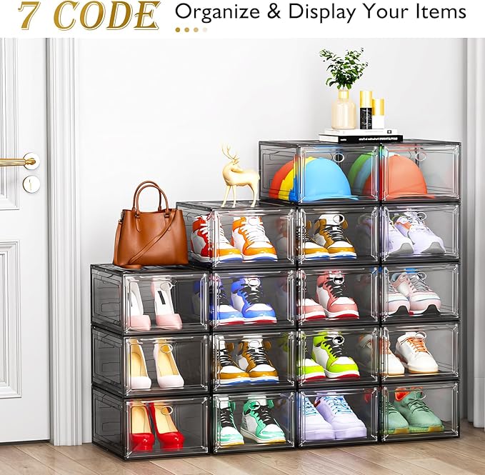 12 Pack Clear Shoe Storage Organizer - Image 4