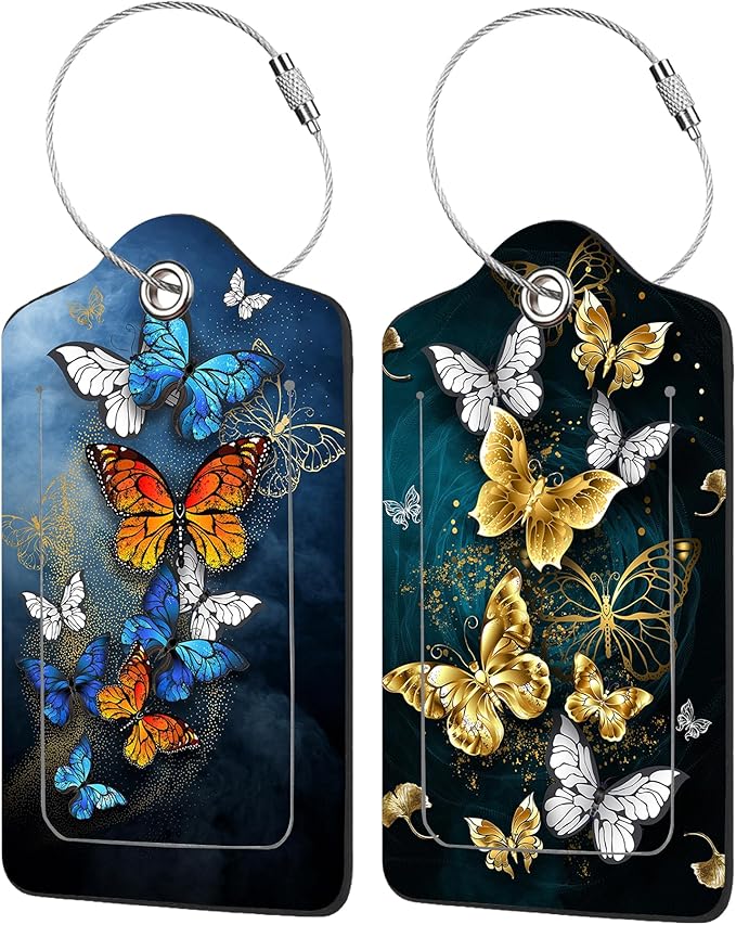 2 Pack Butterflies Luggage Tags by EOBKLAX
