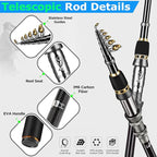 PLUSINNO Fishing Rod, Telescopic Fishing Rod and Reel Combo, Collapsible Travel - Image 2