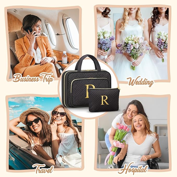 Personalized Gifts for Women, Initial Toiletry Bag Hanging Travel Organizer & - Image 6