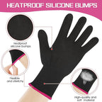 2 Pair Heat Resistant Gloves for Hair Styling Professional Hot Hand Gloves Heat Protection Flat Iron Gloves Pink Edge Heat Press Sublimation Gloves for Women Curling Wand Styling Tool