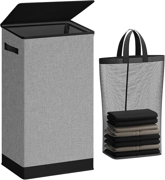 SOLEDI Laundry Hamper with Lid 100L Large & Tall Collapsible Laundry Basket by SOLEDI