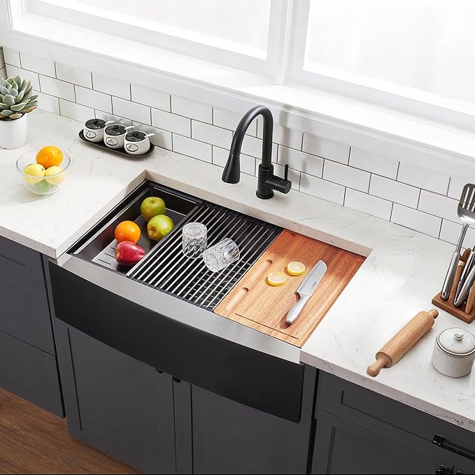 Black Farmhouse Sink 33 Inch - Image 2