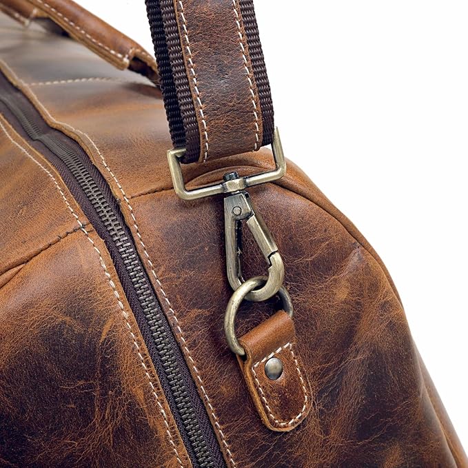 Leather Travel Duffel Bags for Men and Women Full Grain Leather Overnight - Image 8