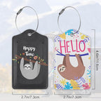 Set of 2 Funny Sloth, Happy Time Cartoon Animal Luggage Tags - Image 2