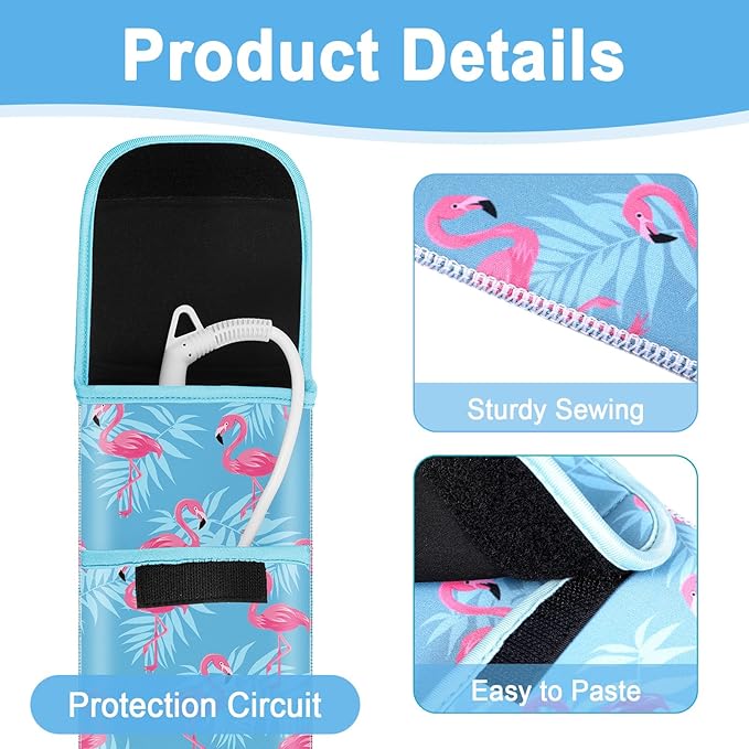 Shappy 2 Pcs Heat Resistant Hair Tools Bag Curling Iron Travel Case Cover Neoprene Flat Iron Holder Travel Case and Silicone Mat Pouch for Hot Hair Tools Storage Organizer(Flamingo Style)