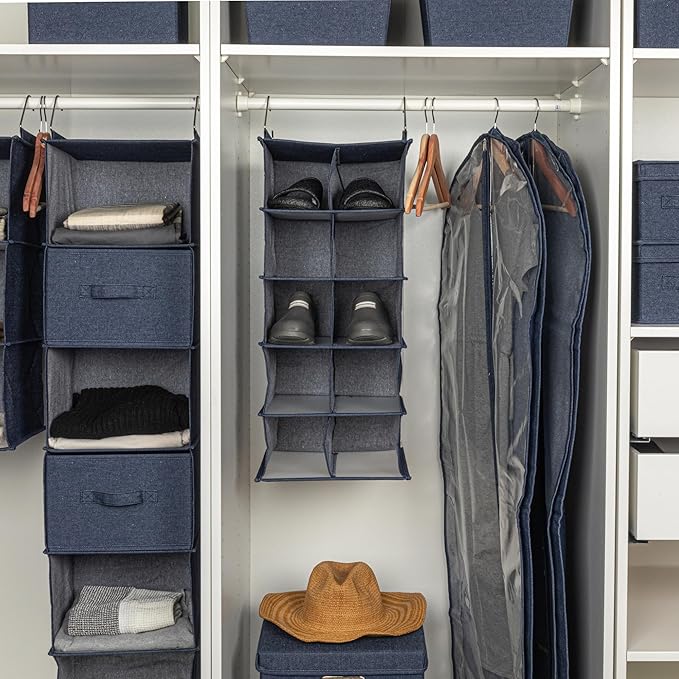 Household Essentials Hanging Cotton Blend and Plastic Closet Shoe Organizer - Image 4