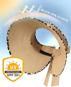 Camptrace Sun Visors for Women Wide Brim Beach Hat Foldable Straw Visor Hat - Image 2