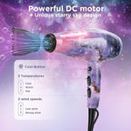3 in 1 1875W Hair Dryer Straightening Curling Iron, PARWIN PRO BEAUTY Hair Styling Set, Valentine Gift, Ion Hair Dryer, Flat Iron Hair Straightener, Cone Curling Iron, Gift Set,Galaxy Pattern