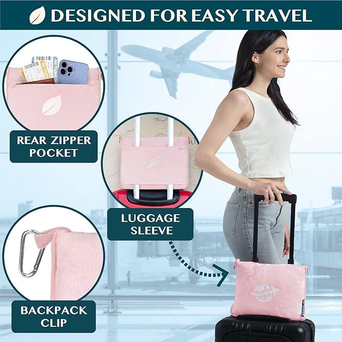 PAVILIA Travel Blanket and Pillow, Arms Opening Airplane Blankets - Image 4