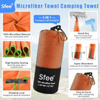 Sfee 2 Pack Camping Towel, Quick Dry Towel Super Absorbent Travel Microfiber - Image 2