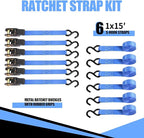 Cartman 1" x 15' Ratchet Tie Down up to 1500lbs 6pk in Carry Bag, Cargo Straps - Image 7