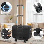 Relavel Extra Large Makeup Case Rolling Travel Train Case with 360° Spinner Wheels, 3 Layer with Insulation Compartment & Four Clear Storage Bags, Professional Makeup Artist Bag Set, Black