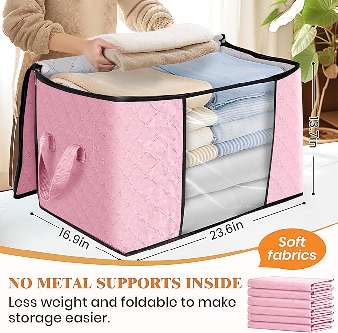 Fab totes 24 Gallons Clothes Storage, Foldable Thick Fabric Blanket Storage Bags - Image 2
