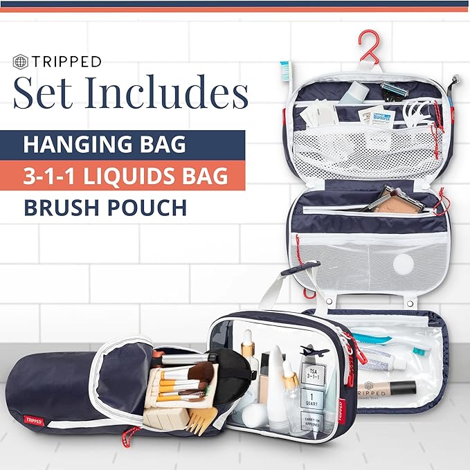 Toiletry Bag Kit Set: Hanging Travel Toiletry Bag + 311 TSA Cosmetic Liquid Bag - Image 3