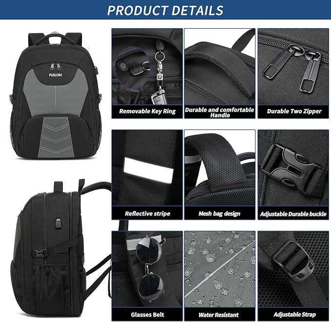 PUSLOM Extra Large Travel Laptop Backpack - Image 4