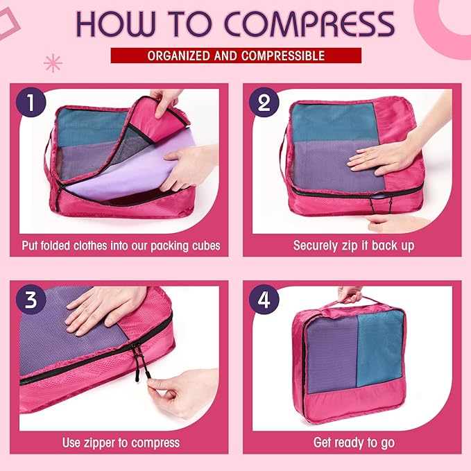 5 Pcs Packing Cubes for Suitcase Large Travel Cubes Carry on Luggage Organizer - Image 4