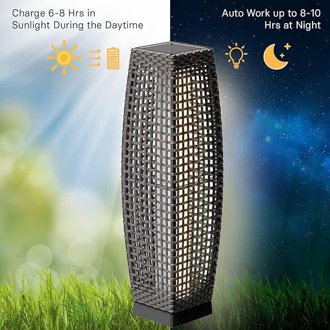 Grand patio 2-Piece Outdoor Floor Lamp Solar Powered Lantern Water-Resistant - Image 7