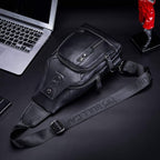 BULLCAPTAIN Leather Sling Bag Mens Chest Bag Casual Shoulder Crossbody Bags - Image 6