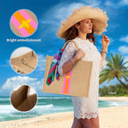 Large Beach Bag Jute Woven Tote - Image 6