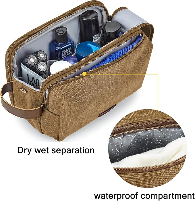 BAGSMART Toiletry Bag for Men, Canvas Travel Toiletry Organizer Dopp Kit - Image 3