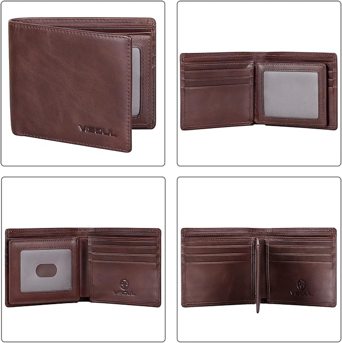 VISOUL Mens Bifold Leather RFID Blocking Wallet - Image 2