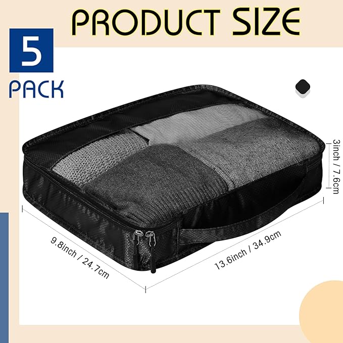 5 Pcs Packing Cubes for Suitcase Large Travel Cubes Carry on Luggage Organizer - Image 2