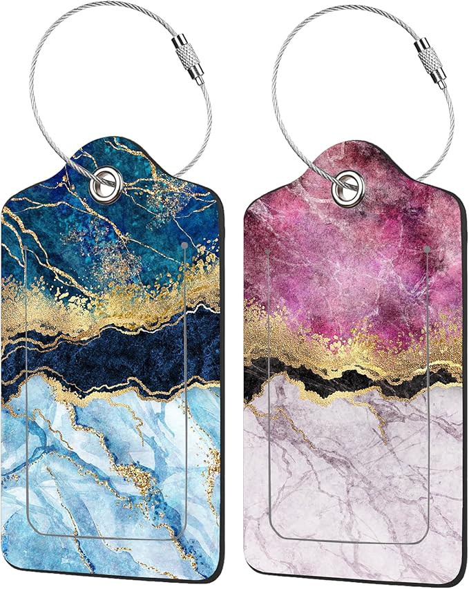2 Pack Abstract Marble Luggage Tags by EOBKLAX