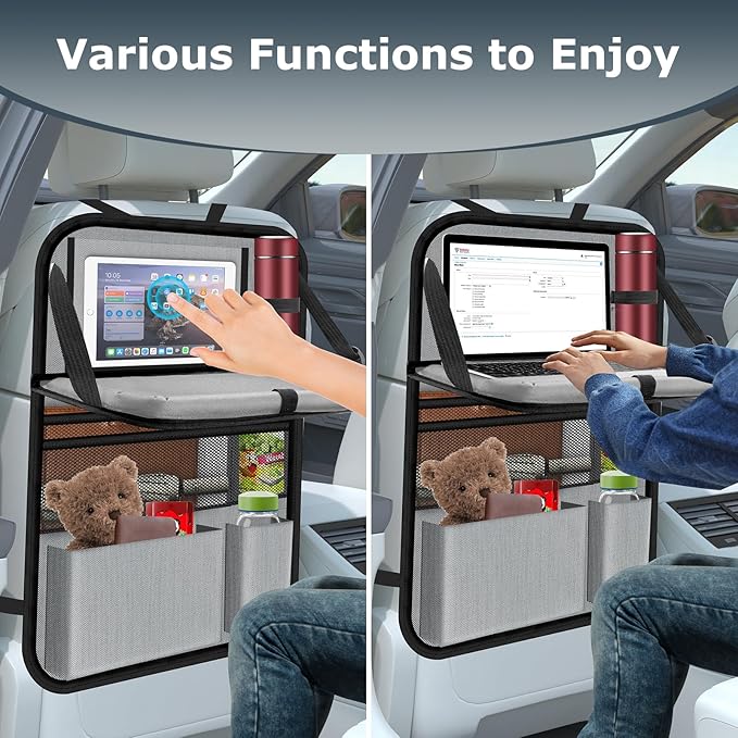 Car Backseat Organizer with table Tray, 9 Storage Pockets Backseat Car - Image 6