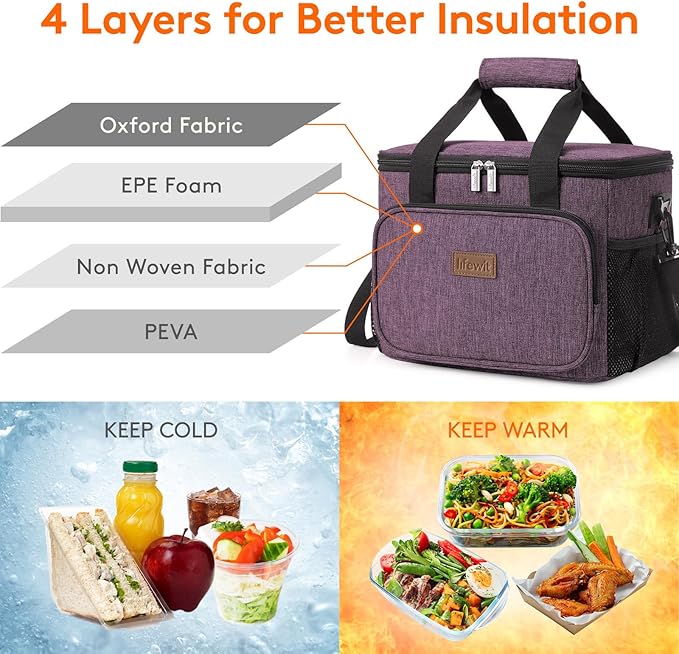 Lifewit Large Lunch Bag Insulated Lunch Box Soft Cooler Cooling Tote - Image 2