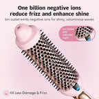 Farery Thermal Brush Extra Long Barrel, 1.5 Inch Hot Curling Wand for Big Bouncy Curls, Non-Blowing Heated Round Brush, Ceramic Curling Wand for Medium & Long Hair, 9 Adjustable Temps, Dual Voltage