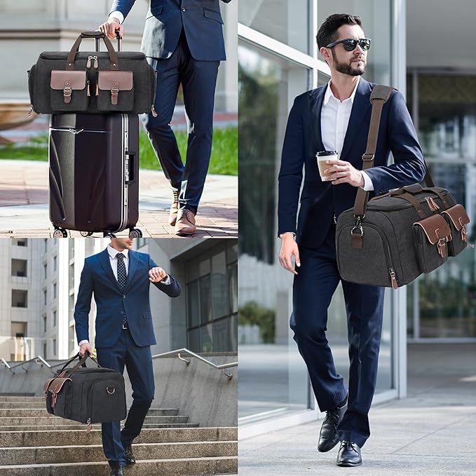 Canvas Garment Bags for Travel, Convertible Carry On Garment Duffel Bag for Men - Image 9