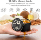 TRINIDa Low Temperature Massage Oil Candle 2.35oz - Soy Wax & Coconut Oil Blend, Moisturizes Skin,Stress Relief, Couples Massage & Home SPA, Romantic Gift Massage Scented Candle (Caramel Whiskey)
