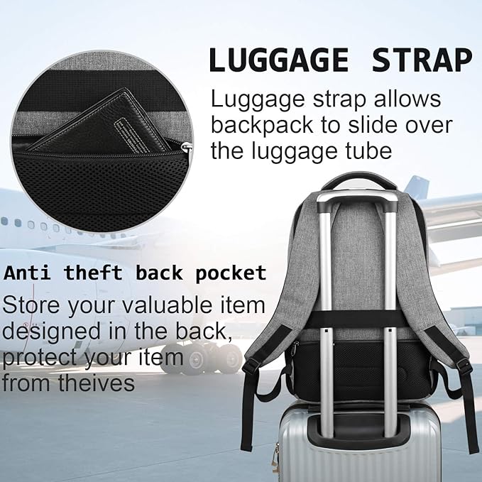 Laptop Backpack, Business Travel Anti Theft Slim Durable Laptops Backpack - Image 6