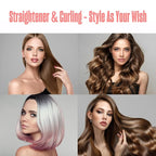 Hair Straightener and Curler 2 in 1 by BeKind Flex, 360° Hair Styler Flat Iron for All Styles, Floating Plates Design, Airflex Lower Temp for Better Styling, Gift for Girls and Women (Peach)