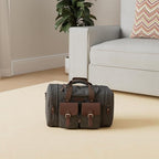 Wildroad 50L Travel Duffel Bag, Expandable Canvas Genuine Leather Duffle Bag - Image 2